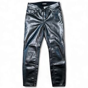 Express Black Faux Leather Stretch Ankle Leggings Hi Rise Pants Jeans Size 0P